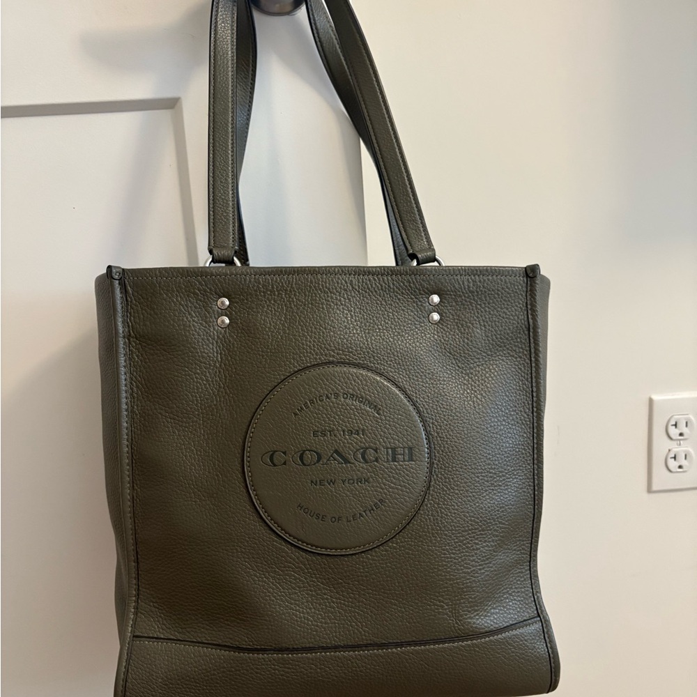 Coach Dark Green Leather Tote